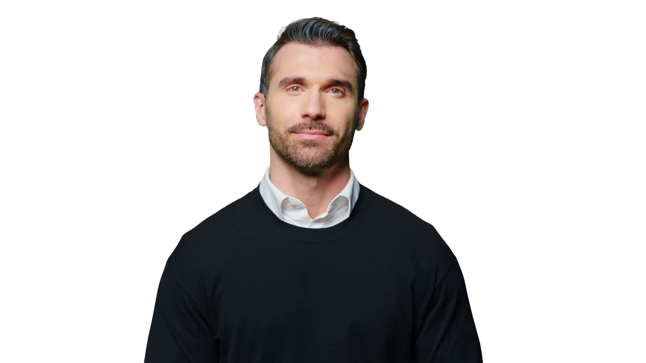 Graham, AI service assistant, wearing a black shirt
